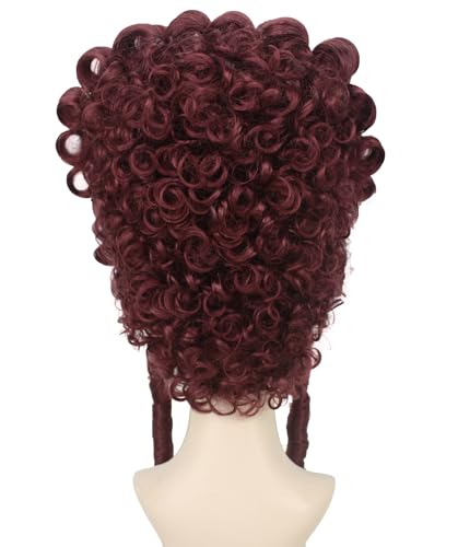 HPO Adult Women's French Queen Beehive Wig, Burgundy Color, Best for Halloween, Flame-retardant Synthetic Fiber - color: Burgundy
