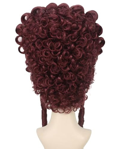 HPO Adult Women's French Queen Beehive Wig, Burgundy Color, Best for Halloween, Flame-retardant Synthetic Fiber - color: Burgundy