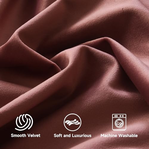 Roslynwood Velvet Dusty Rose Curtain 63 inches Long - Curtains Block Light Rod Pocket Thermal Insulated Window Drapes Set for Living Room/Bedroom/Dining Room, W52 x L63, 2 Panels - color: Dusty Rose, size: 52"W x 63"L (Pack of 2)