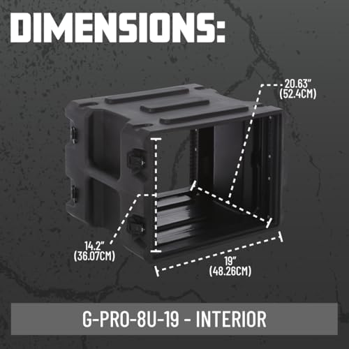 Gator Cases Pro Series 8U Rack Case with Standard 19" Depth, Roto Molded Made in USA (G-PRO-8U-19) - size: 8U Rack Space, style: Standard - 19" Deep