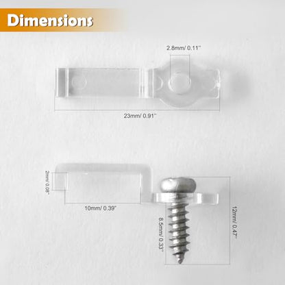 100 Pack Strip Light Mounting Brackets,Fixing Clips,One-Side Fixing,100 Screws Included (For 10mm Wide IP68 Silicone Cover Strips) - style: For 10mm Wide IP68 Silicone Cover Strips