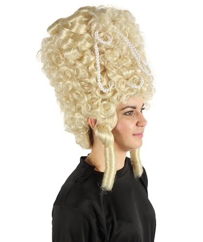 HPO Adult Women's Baroque French Revolution Queen Marry Wig Collection Blonde Color, Premium Breathable Capless Cap (Blonde) - color: Blonde