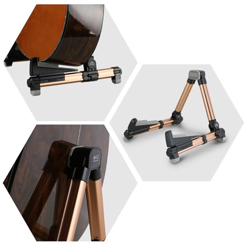 EASTROCK Portable Tripod A Frame Aluminium Music Stand,Gold | Folding Guitar Stand,for Acoustic Electric Guitars, Bass, Violin, Ukulele, Banjo - color: gold