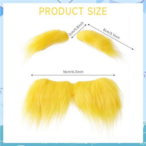 NUMJAW Yellow Mustache Costume Adhesive Mustache Eyebrows The Yellow Hat Monster Costume Fake Mustache Eyebrows Cosplay Costume Accessories Funny Party Favors Book Week Costume Accessories