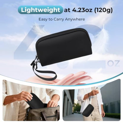 FYY Travel Cable Organizer - 8 Compartments, Lightweight, Water Repellent - color: Black, size: (M) 8.9"× 5.1"× 3.3"