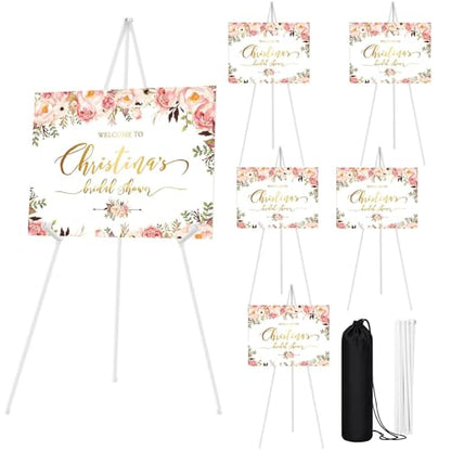 JEAWIWI 6 Pcs Lightweight Easel Stand, 66 Inch, White, with Portable Bags - color: White, size: 6 PCS