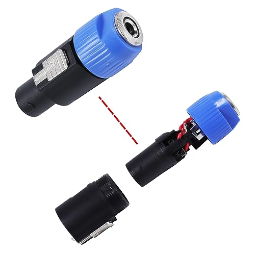 HBU 2 Packs Speakon to 1/4 Connector - 2pcs Speak-On Male to 1/4" TS Female Jack Adapter End - NL4FC to 1/4 Inch Converter Jack with Twist Lock for Pro PA DJ Loudspeaker Amplifier Mixer (2-Pack) - size: 2-Pack