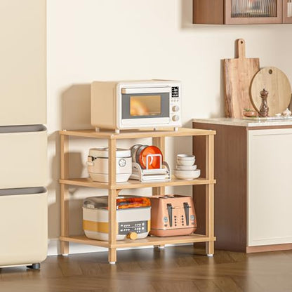 LELELINKY 3-Tier AV Media Player Stand, Natural Stereo Cabinet, Modern Audio Shelf, Wooden TV Stand,Game Console Shelf, Multifunctional Entertainment Center, Suitable for Home, Conference Room - color: Natural, size: 3 Tier