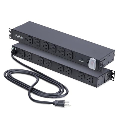 StarTech 14-Outlet 1U PDU, 6 Front 8 Rear, Surge, TAA (1415B8H-RACK-PDU-SP) - style: 14-port|15A|Surge Protect
