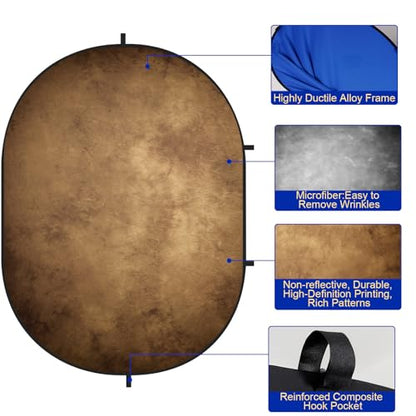 Kate Collapsible Backdrop Grey Brown Self Tape Backdrop 285 | Grey Brown Collapsible Backdrop 5'x6.5' Pop Up Backdrops,for Photography, YouTube Videos, and Live Streaming. - color: CB02