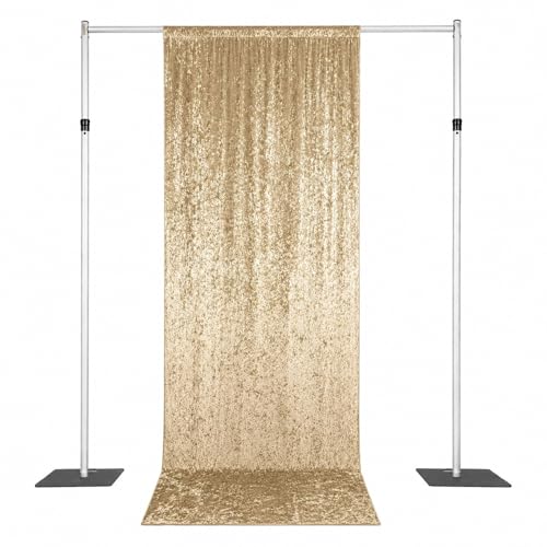 Efavormart Beige Premium Crushed Velvet Backdrop Curtain 5ft x 14ft – Event Drape Panel & Photo Booth Background with Rod Pocket, 70% Blackout - color: Beige, size: 5ft x 14ft