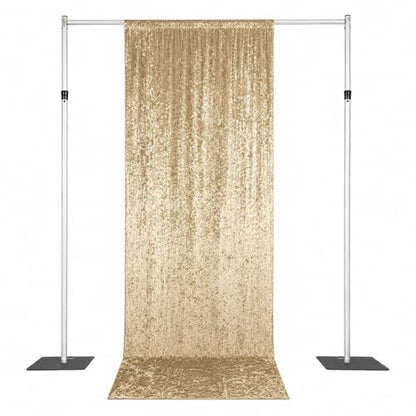Efavormart Beige Premium Crushed Velvet Backdrop Curtain 5ft x 14ft – Event Drape Panel & Photo Booth Background with Rod Pocket, 70% Blackout - color: Beige, size: 5ft x 14ft