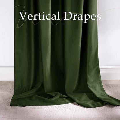 NICETOWN 102 inch Long Olive Green Velvet Curtains Elegant Panel - color: Olive Green, size: 52"W x 102"L (Pack of 2)