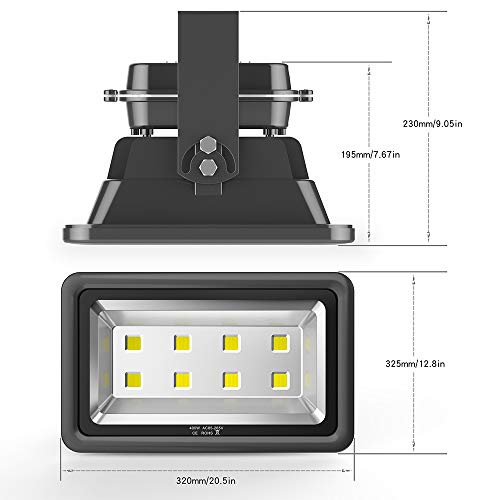 400W Outdoor LED Flood Light, 40000LM Super Bright, 110-285V, IP66 Waterproof, 6000K Daylight White Security Lights,Lighting for Playground Yard Stadium Lawn Ball Park - color: 400W-Black