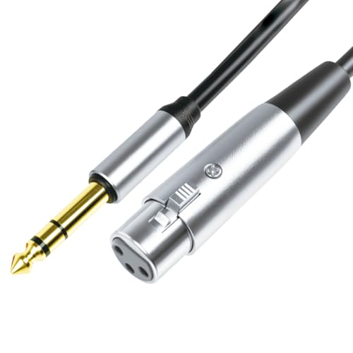 1/4 Inch TRS to XLR Female Cable 10Ft 2pack, 6.35mm Male to XLR 3 pin Female Balanced Cable,for Microphone, Audio Mixer, Speaker, Studio and More - color: grey, size: 10Ft 2pack