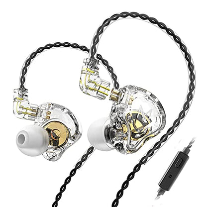 TRN MT1 in-Ear Earphone Headphones, HiFi in-Ear Earphone Earbud with New 10mm Composite Magnetic Dynamic Driver Monitor Earbuds with Detachable 0.75MM Cable(with mic,Transparent) - color: White, style: 3.5 Mic