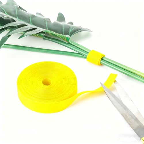 Hook and Loop Tape - 32ft x 0.4" Self Adhesive Strips Roll, Strong Sticky Double Sided Adhesive Tape for Cable Management, Wire Ties, Garden Plants, Reusable Fastening Ties (Yellow) - color: Yellow, size: 0.4IN/32FT
