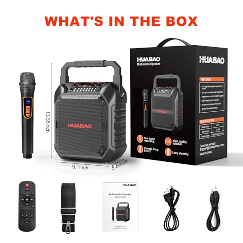 Karaoke Machine, Portable Bluetooth Speaker with Wireless Microphone for Adults & Kids, PA System with Remote Control Supports TF Card/USB/FM/AUX for Home Party, Indoor and Outdoor - size: 1 Mic