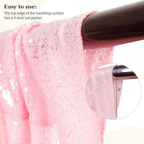 PartyDelight Pink Sequin Backdrop Curtains 2x8ft 2 Panels - color: Pink, size: 24"W x 96"L (Pack of 2)