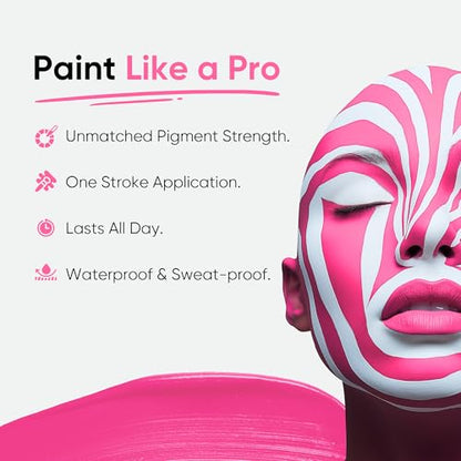 Blue Squid PRO Pink Face Paint Stick - Waterproof Body Paint For Adults & Kids Eye Black Baseball, Eyeblack Softball - Vegan Hypoallergenic Twist-Up Non-Toxic Makeup Stick - Cosplay, Sports & SFX - color: Pink