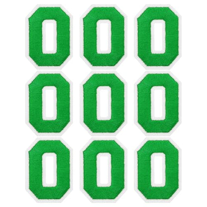 MECCANIXITY Iron on Number Patches 2" Number 0 Iron on Embroidered Patch Sew on Letter Stickers Applique for Repairing Clothing Jeans Shoes Hats DIY(Green, Pack of 9) - style: Number 0