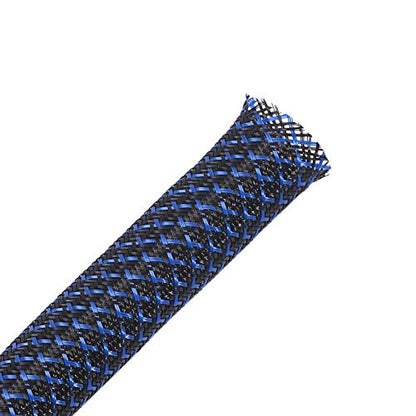 25ft - 1/4 inch PET Expandable Braided Sleeving – BlackBlue – Alex Tech Braided Cable Sleeve - color: Blackblue, size: 1/4"-25ft