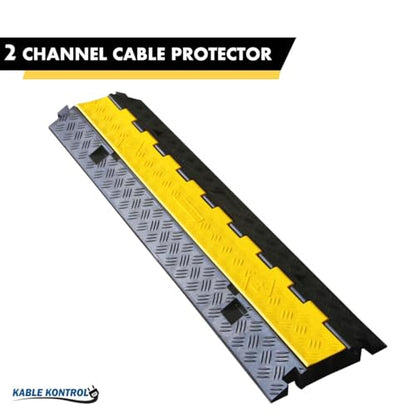 Kable Kontrol Atlas Heavy Duty Cable Protector Ramp - 2 Channel Bulk Wholesale Pallet - 40 Pcs - 40” Long Black & Yellow - 24,000 Lbs Capacity - Rubber Speed Bump Wire Protector Cord Cover - CP9987 - size: 2 Channel - 40" - 40 Units