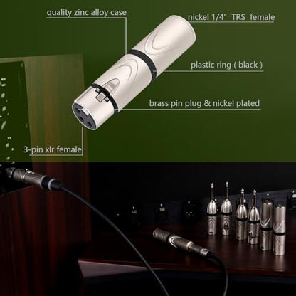 XLR to 1/4 6.35MM Microphone Audio Adapter,1/4" TRS to XLR Female Splitter,6.35mm Stereo Jack to 3PIN Guitar Converter (D1054) - color: XLR Female to 1/4 TRS Female(D1054)