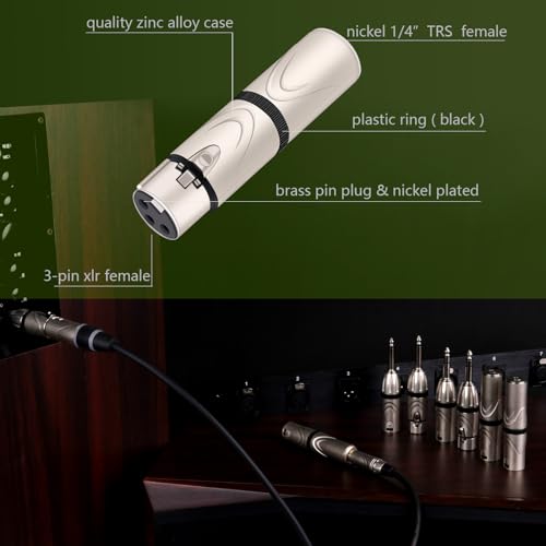 XLR to 1/4 6.35MM Microphone Audio Adapter,1/4" TRS to XLR Female Splitter,6.35mm Stereo Jack to 3PIN Guitar Converter (D1054) - color: XLR Female to 1/4 TRS Female(D1054)
