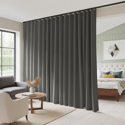 RYB HOME 100% Blackout Room Divider Curtain for Bedroom Living Room - color: Grey, size: 100"W x 96"L (Pack of 1)