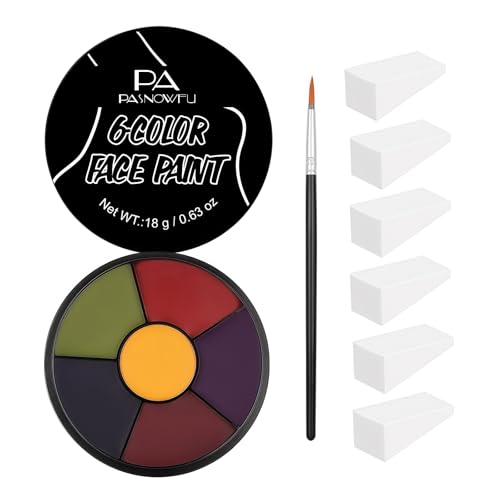 6 Colors Face Paint Bruise Palette, Halloween Washable Body Paint | Halloween SFX Makeup Body Paint Makeup Kit, Face Body Paint Palette with Brush Sponge for Witch Monster Cosplay Costumes - color: Hulk Makeup