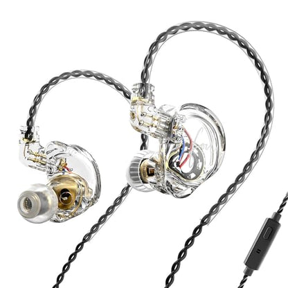 FEDAI TRN CS4 in Ear Monitor Earphone, TRN in-Ear Earbuds with 10mm Dual Magnet Dynamic Driver and New Silicon-Crystal Composite Over Ear Headset with Detachable 2 Pin 0.75MM Cable(with mic,Clear) - size: With mic