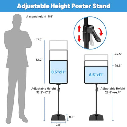 4Pack Sign Stand for Display 8.5 x 11, Adjustable Poster Stand for Table Top & Floor, Floor Standing Sign Holder, Signage Stands for Business, Tradeshow, Store, Farm Display Stands - size: 4 Pack, 8.5 x 11 inch