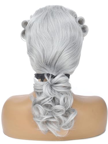 Adequate Judge Colonial Wig for Women,Founding Father Costume,George Washington Costume,Revolutionary War,Halloween Costume Wig (Light Gray) - color: C-Light Gray