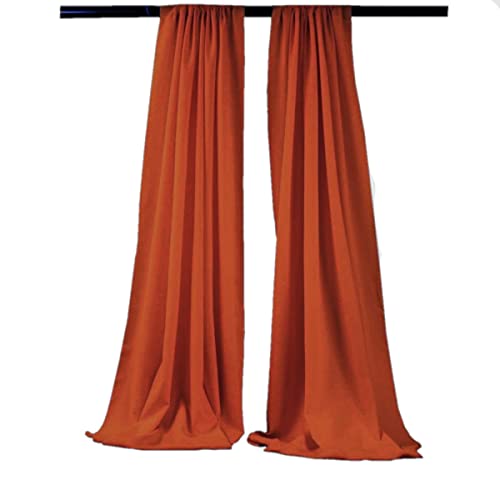 New Creations Fabric & Foam Inc, 5 Feet Wide by 9 Feet High Polyester Backdrop Drape Curtain Panel (2 Panels 5 Ft Wide x 9 Ft High) (Burnt Orange) - color: Burnt Orange