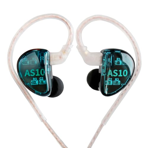 KZ AS10 Pure 5 Balanced Armature 5BA Earphone, Musician in Ear Monitor Headphone High Fidelity HiFi Headset (with Microphone, Green) - color: Green, size: With Microphone
