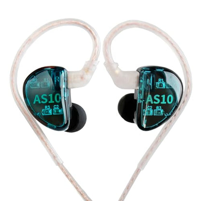 KZ AS10 Pure 5 Balanced Armature 5BA Earphone, Musician in Ear Monitor Headphone High Fidelity HiFi Headset (with Microphone, Green) - color: Green, size: With Microphone