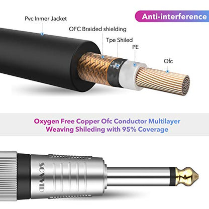 6FT XLR Female to 1/4 inch 6.35mm TS Mono Jack Unbalanced Microphone Cable Cord Wire, Quarter inch TS Female Mic Cord for Dynamic Microphone - size: 6FT, style: Female