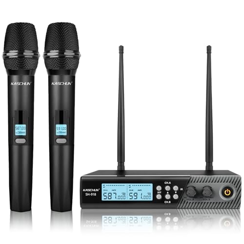 Wireless Microphone System, UHF Auto Scan Handheld Mics,
