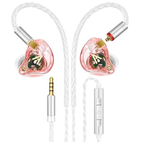 Audiovance Vibes 202M HiFi Wired Earbuds in-Ear Monitor Headphones with Mic - color: 4-Pink