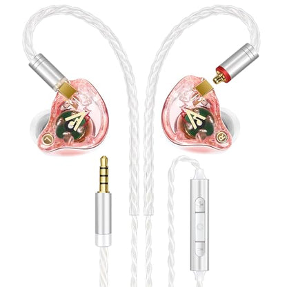 Audiovance Vibes 202M HiFi Wired Earbuds in-Ear Monitor Headphones with Mic - color: 4-Pink