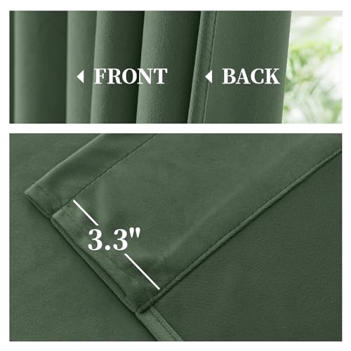 Yakamok Sage Green Room Darkening Velvet Curtains 96 Inch Living Room | Luxury soft velvet, 2 panels 52x96 inch,bedroom study, window drapes rod pocket,light blocking,Thermal Insulated - color: Sage Green, size: 52"W x 96"L (Pack of 2)
