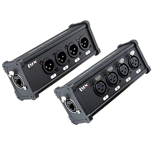 LyxPro 4 Channel 3 Pin Multi Network XLR Cable Breakout M&F to RJ45 Ethercon 50 Feet CAT6 Shielded Ethercon RJ45 for Audio, Sound and Lighting Cable - size: 50FT