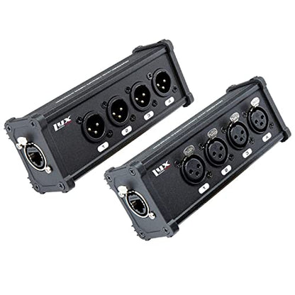 LyxPro 4 Channel 3 Pin Multi Network XLR Cable Breakout M&F to RJ45 Ethercon 50 Feet CAT6 Shielded Ethercon RJ45 for Audio, Sound and Lighting Cable - size: 50FT