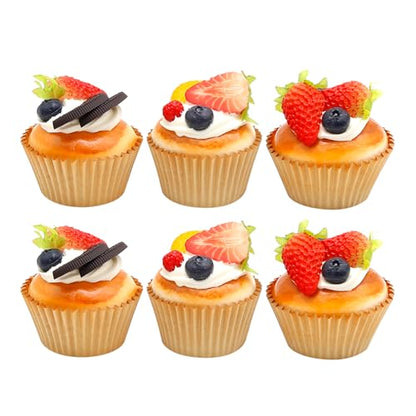 Artificial Fruit 6Pcs Realistic Artificial Cupcake Models for Kitchen Bakery Art Painting Classroom Teaching Food Display Photography Props Decoration - size: 2.55 Inch