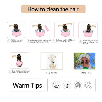 Men's 18th Century Colonial Judge Wig, George Washington Wig Lawyer Aristocrat Curly Costume Wig for Halloween Historical Theme Party (Beige) - color: 3-Beige