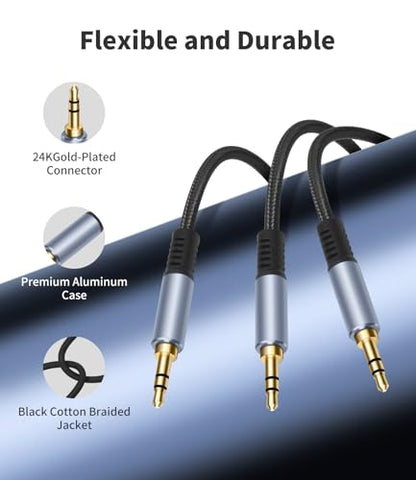 1/8" TRS Stereo Splitter Cable 6.6FT(Splitter 20cm), Male to Dual Male, 3.5mm Y-Splitter Stereo Cable, for Speakers, Headphone, Cell Phone PC Laptop, Perfect for Switching or Two Sets of Speakers - size: 6.6FT, style: 1/8" TRS Stereo Male to Dual Male