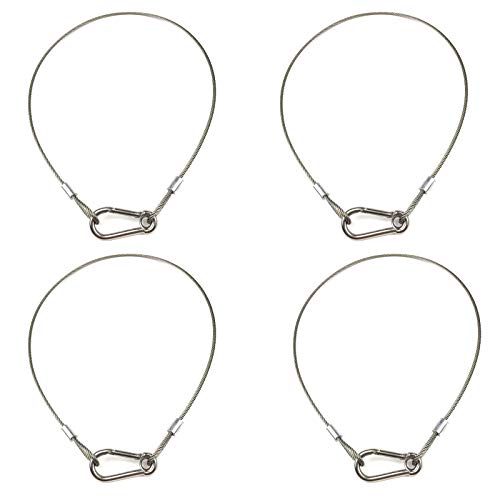 Safety Cable Lock, Stainless Steel Cable with Loops Heavy Duty Bike Lock Hook Flexible Security Steel Cable Wire Lock and Chain for Luggage Hanging Light Plant Pictures - color: Stainless Steel, size: 5/64" by 20"(4 Pack)