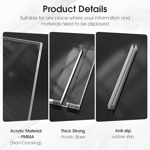 MaxGear Acrylic Sign Holder 8.5" x 11" Double Sided Sign Stand, 18 Pack | Clear Acrylic, Double Sided Display, Stable Tabletop Design, Quick Sign Changes, Fits Offices, Events And Retail Spaces - size: Strip-18pack