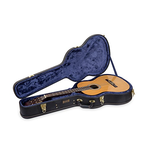 Crossrock Wooden Classical Guitar Case for 4/4 Full Size | Arched Top Design, Plush Interior, Metal Latches, Storage Compartment – Durable Hard Shell-Black (CRW600CBK) - color: Black, style: 4/4 Classical